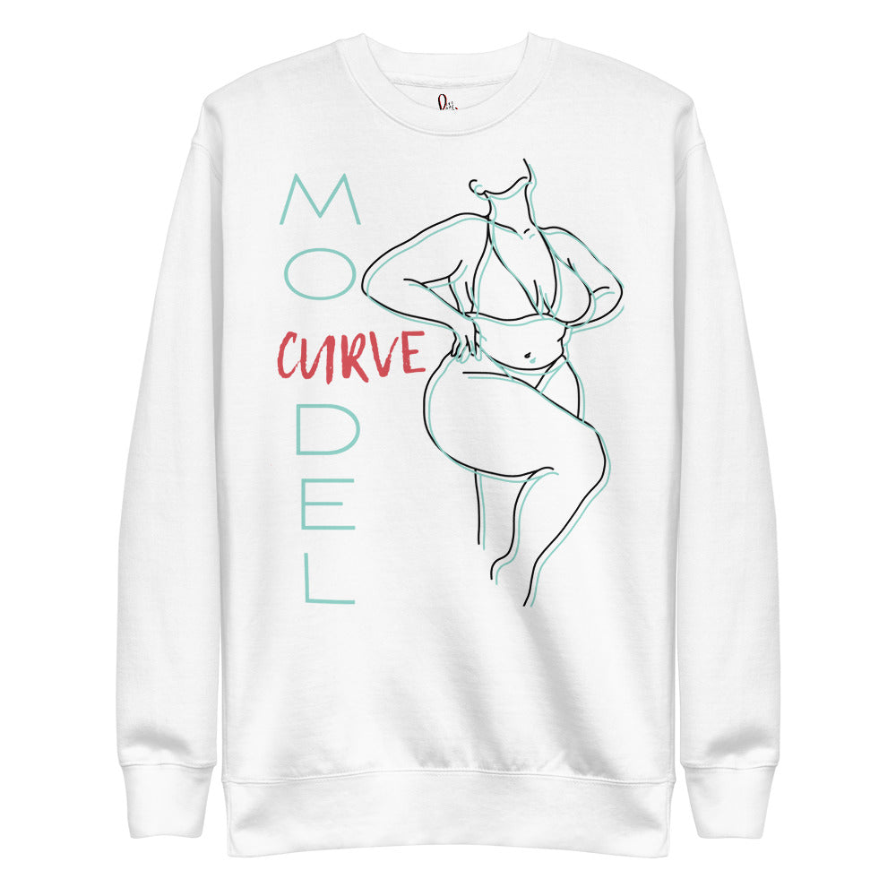 Curve Model (White) - Unisex Fleece Pullover